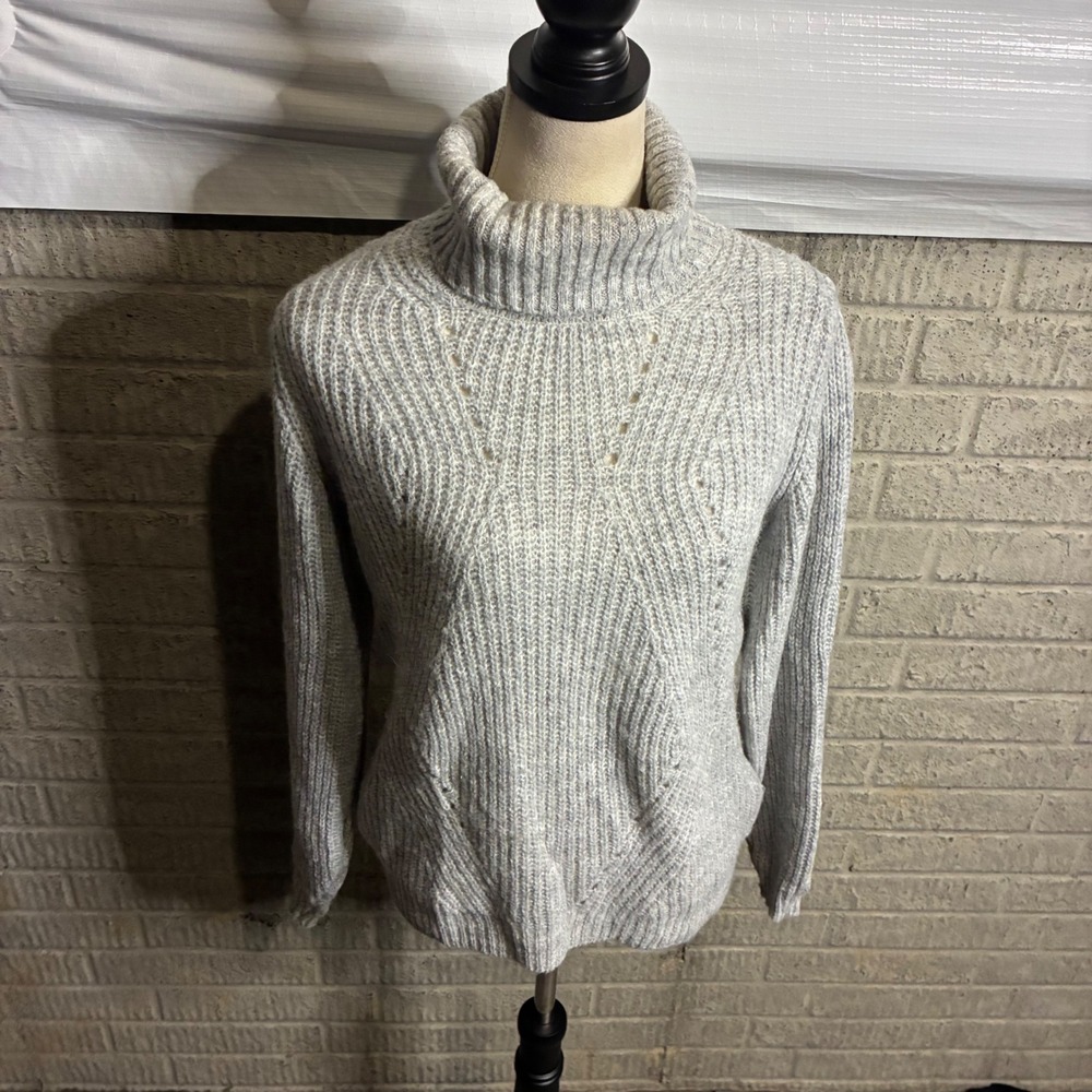 Pietro Brunelli Milano Gray Ribbed Turtleneck Sweater Made in Italy small‎